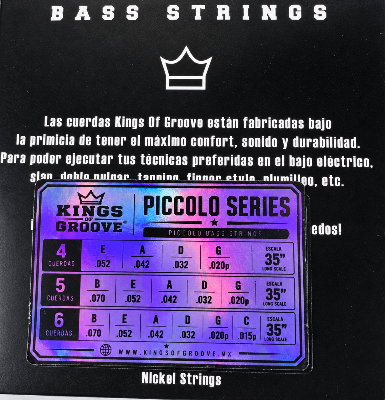 Kings Of Groove Piccolo Bass — empaque y detalles
